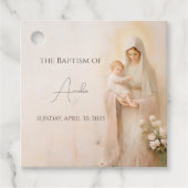 Étiquettes Cadeau Mère Marie avec Bébé baptême (Devant)