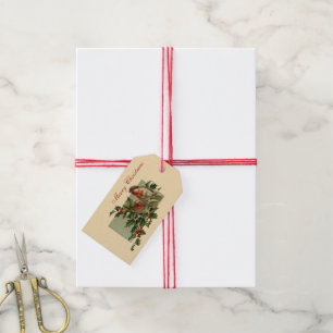 Étiquettes-cadeau Merles et houx de Noël