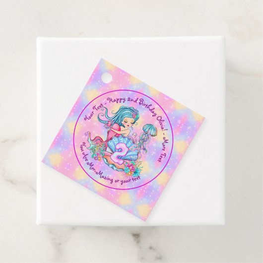 Étiquettes Cadeau Mermaid 2e anniversaire Modifier Modifier le texte (En situation)
