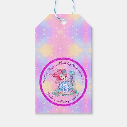 Étiquettes-cadeau Mermaid 3e anniversaire Modifier Modifier Modifier (Devant)