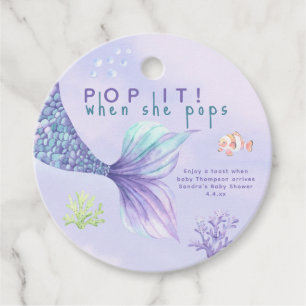 Étiquettes Cadeau Mermaid Baby shower Pop it ! quand elle pope