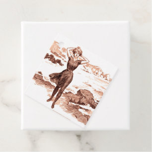 Étiquettes Cadeau Mermaid Beach Gibson Girl Victorian Antique