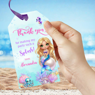 Étiquettes-cadeau Mermaid Birthday Party - Under the Sea Splish Spla