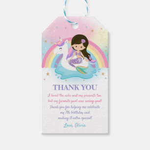 Étiquettes-cadeau Mermaid et Unicorn Pool Merci de fête d'anniversa