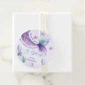 Étiquettes Cadeau Mermaid queue violet anniversaire merci (En situation)