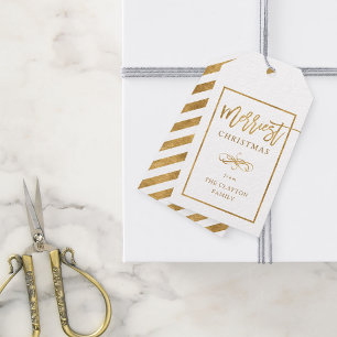 Étiquettes-cadeau Merriest Faux Gold Foil Noël personnalisé