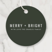 Étiquettes Cadeau Merry and Bright | Stylish Dark Green (Devant)
