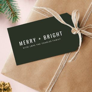 Étiquettes-cadeau Merry and Bright Stylish Dark Green