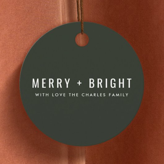 Étiquettes Cadeau Merry and Bright | Stylish Dark Green