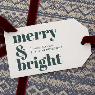 Étiquettes-cadeau Merry and Bright Stylish Forest Green