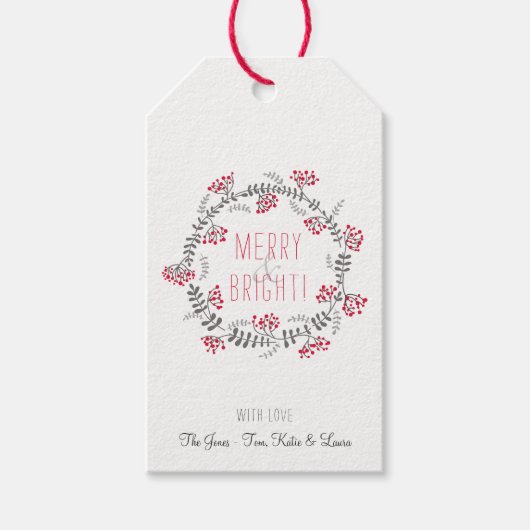 Étiquettes-cadeau Merry & Bright Wreath (Devant)