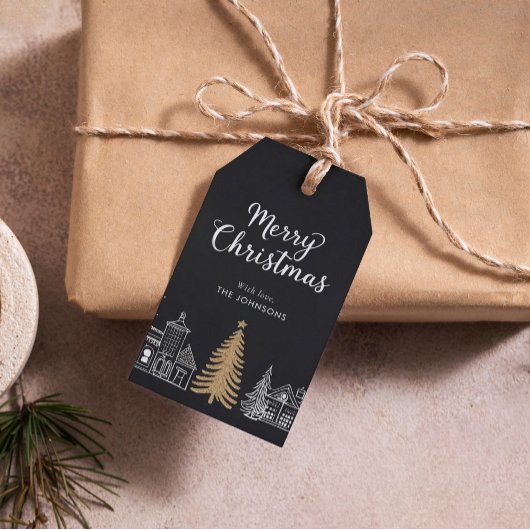 Étiquettes-cadeau Merry Christmas Calligraphy Scrip Holiday