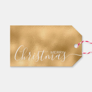 Étiquettes-cadeau Merry Christmas Faux Gold White Minimaliste