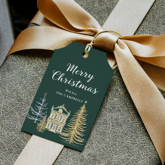 Étiquettes-cadeau Merry Christmas Landscape, Holiday Gift Tag
