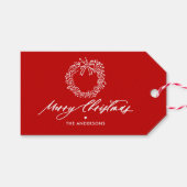 Étiquettes-cadeau Merry Christmas Minimalist Wreath Personnalisé (Devant (Horizontal))