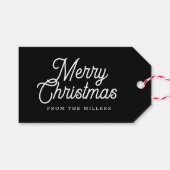 ÉTIQUETTES-CADEAU MERRY CHRISTMAS RETRO WHITE TYPOGRAPHIE SUR BLAC (Devant (Horizontal))