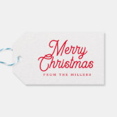 ÉTIQUETTES-CADEAU MERRY CHRISTMAS RETRO WHITE TYPOGRAPHIE SUR ROUGE (Dos Horizontal)