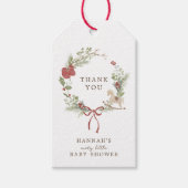 Étiquettes-cadeau Merry Little Baby shower Red Bow Wreath (Devant)