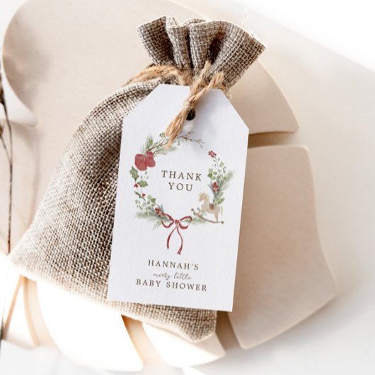 Étiquettes-cadeau Merry Little Baby shower Red Bow Wreath