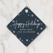 Étiquettes Cadeau Merry Magic | Vacances Navy & White Snowflake (Devant)