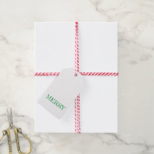 Étiquettes-cadeau MERRY Modern Text Noël Fun Green
