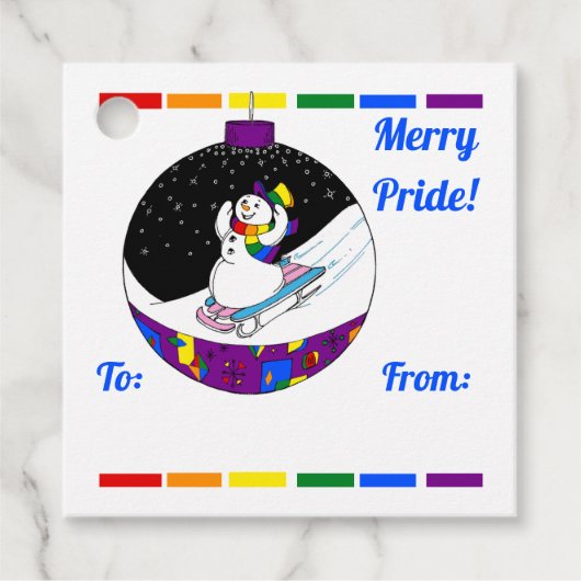 Étiquettes Cadeau Merry Pride Snowman (Devant)