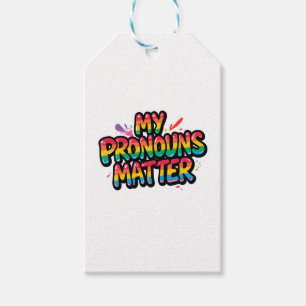 Étiquettes-cadeau Mes pronoms comptent Fierté Design Citation LGBT