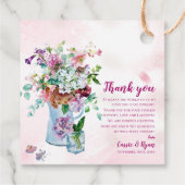 Étiquettes Cadeau Message de Merci de Mariage Fleur sauvage rose (Dos)