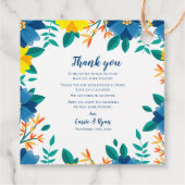 Étiquettes Cadeau Message de Merci Mariage bleu jaune chic (Dos)