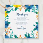 Étiquettes Cadeau Message de Merci Mariage bleu jaune chic (Devant)