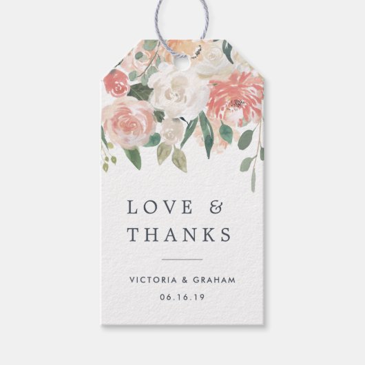 Étiquettes-cadeau Mi-été Mariage Floral Merci (Devant)