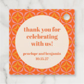 Étiquettes Cadeau Mi-siècle moderne Orange Personnalisé mariage Merc (Dos)