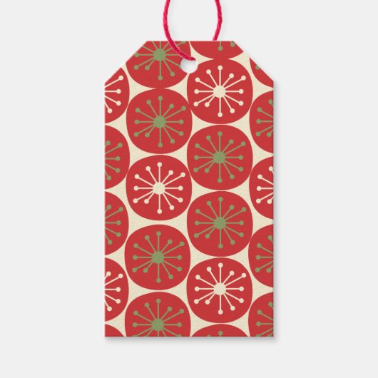 Étiquettes-cadeau Mi-siècle moderne Points atomiques rétro Noël (Devant)