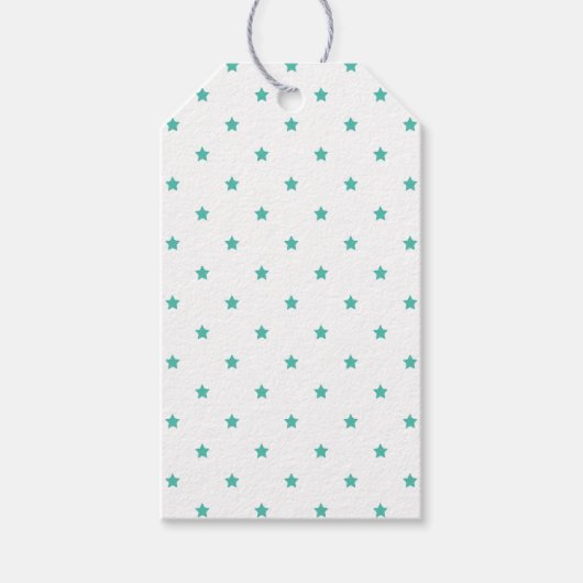 Étiquettes-cadeau Micro étoiles bleu-vert - Blanc (Devant)
