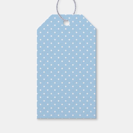Étiquettes-cadeau Micro pois blanc - Bleu bébé (Devant)