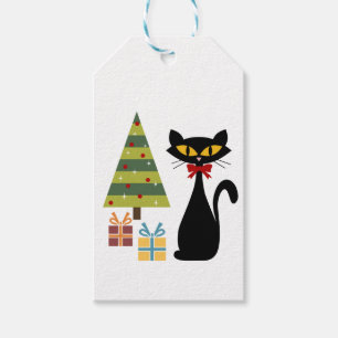 Étiquettes-cadeau Mid Century Christmas cat Gift Tag