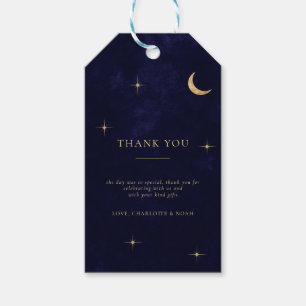 Étiquettes-cadeau Midnight Classic Gold Moon Stars Mariage Merci