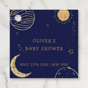 Étiquettes Cadeau Midnight Galaxy Moon Star Boy Baby shower