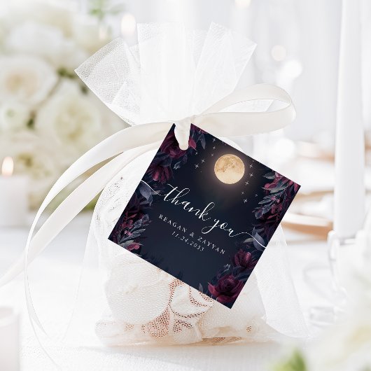 Étiquettes Cadeau Midnight Garden Moon Mariage Merci