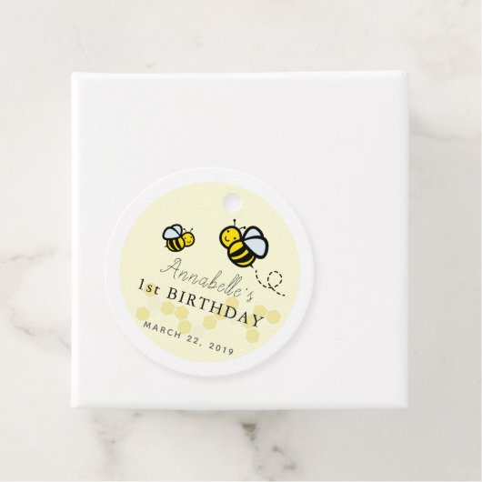 Étiquettes Cadeau Miel / Bumble Bees & Daisy 1er anniversaire Merci (En situation)