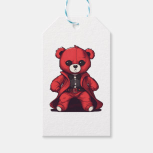 Étiquettes-cadeau Mignon ours en peluche rouge garçon