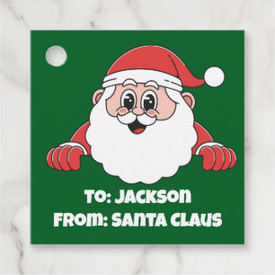 Étiquettes Cadeau Mignon Personnalisé De Père Noël Vert