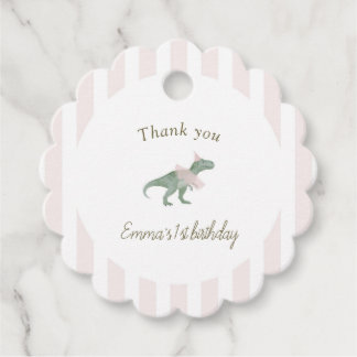 Étiquettes Cadeau Mignon T Rex Tutu Rose Doux Fille rond