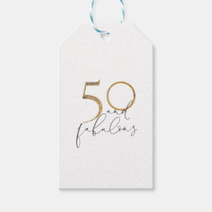 Étiquettes-cadeau Mignonne 50 & Fabuleux Gold Black & White Script 5