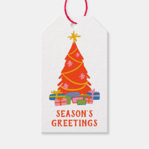 Étiquettes-cadeau Mignonne et colorée main dessinée Retro Noël moder