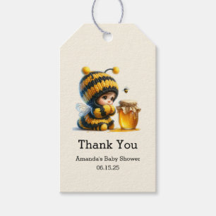 Étiquettes-cadeau Mignonne fille en costume d'abeille avec Baby show
