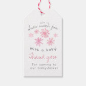 Étiquettes-cadeau Mignonne hiver Pink snowflake babyshower balise fa (Devant)