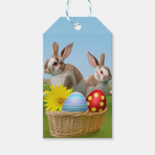 Étiquettes-cadeau Mignonne lapin de Pâques pour une humeur positive
