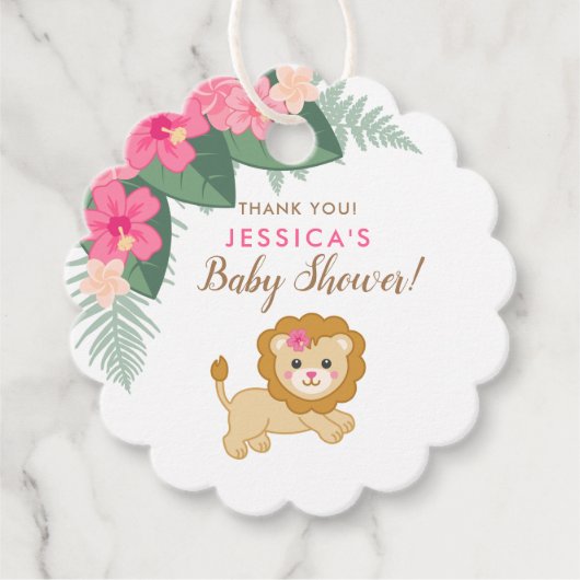 Étiquettes Cadeau Mignonne lion de saut de bébé merci (Devant)
