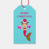 Étiquettes-cadeau Mignonne Noël Sirène Fille Santa Chapeau en Mer No (Devant)